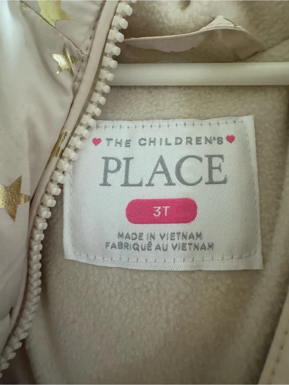 Kids' Puffer Jacket with Gold Star Print